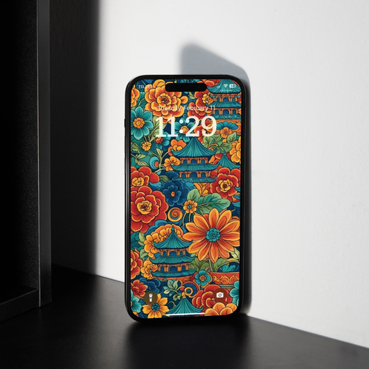 Floral Chinese Illustration | HD Digital Wallpaper