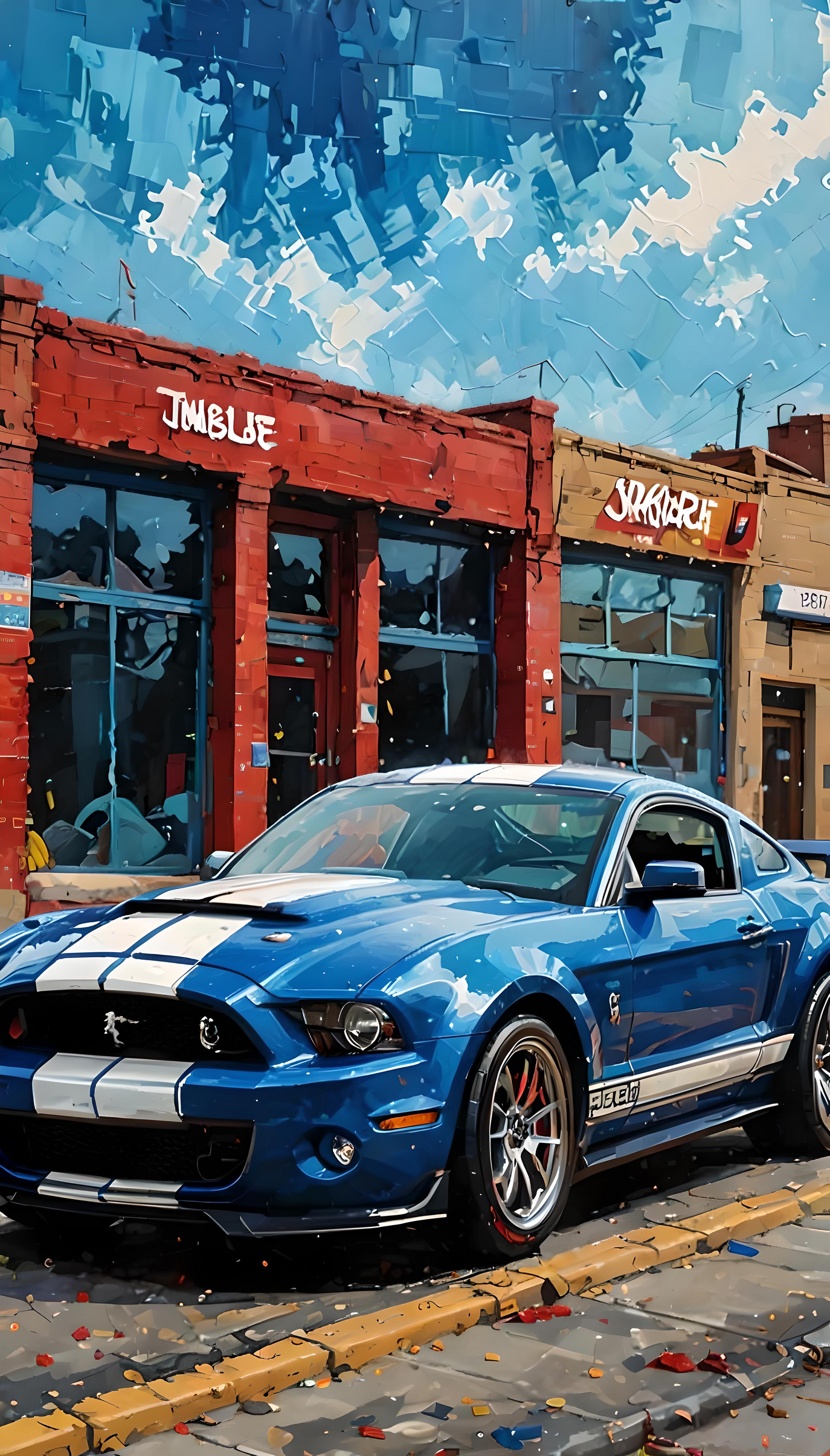 Sports Car | Free HD Digital Wallpaper | Acrylic Painting Style