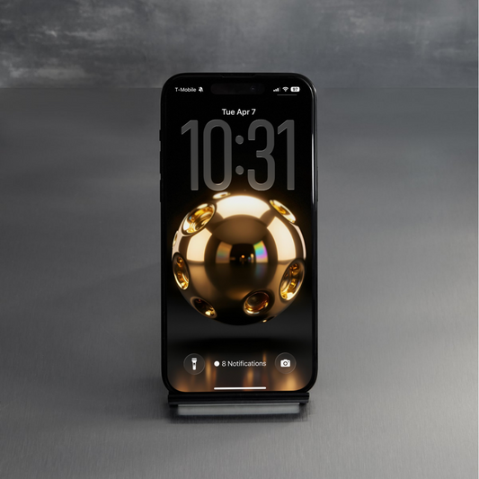 Smartphone with a unique display design on a gray background