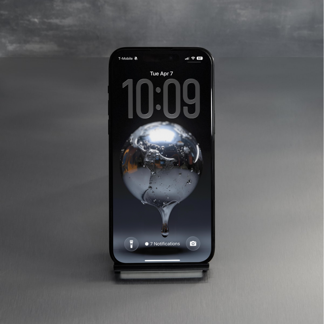 Smartphone with a unique screen design on a gray background