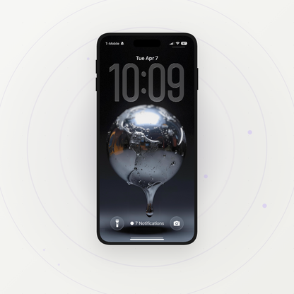 Smartphone with a water droplet design on the screen against a white background