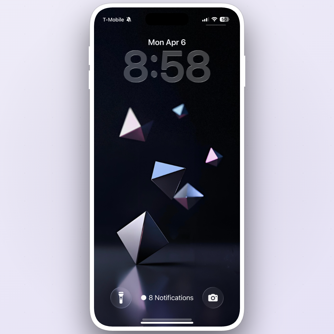 Smartphone with a geometric pattern on the screen against a light gray background