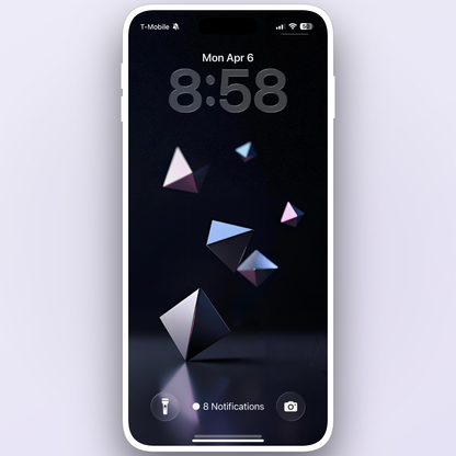 Smartphone with a geometric pattern on the screen against a light gray background