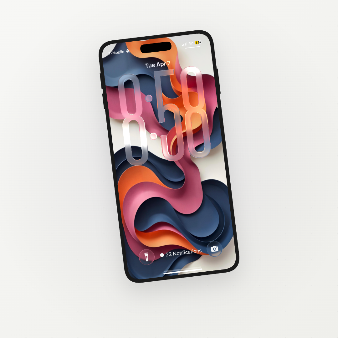 Smartphone with a colorful abstract design on a white background