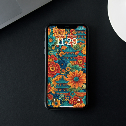 Floral Chinese Illustration | HD Digital Wallpaper